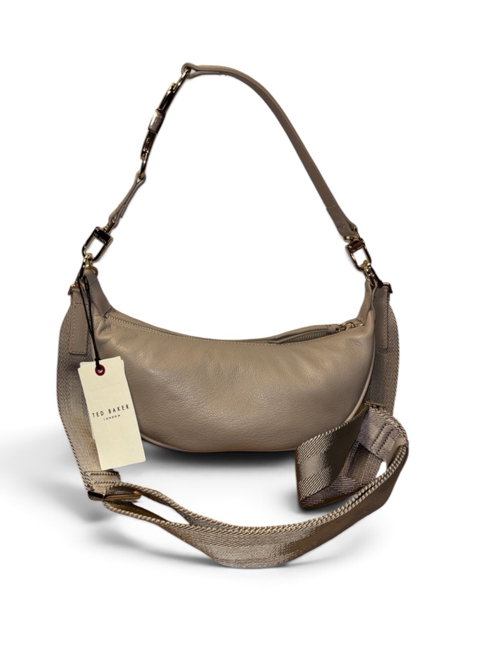 Ted Baker Pebble Leather Shoulder Bag in Taupe